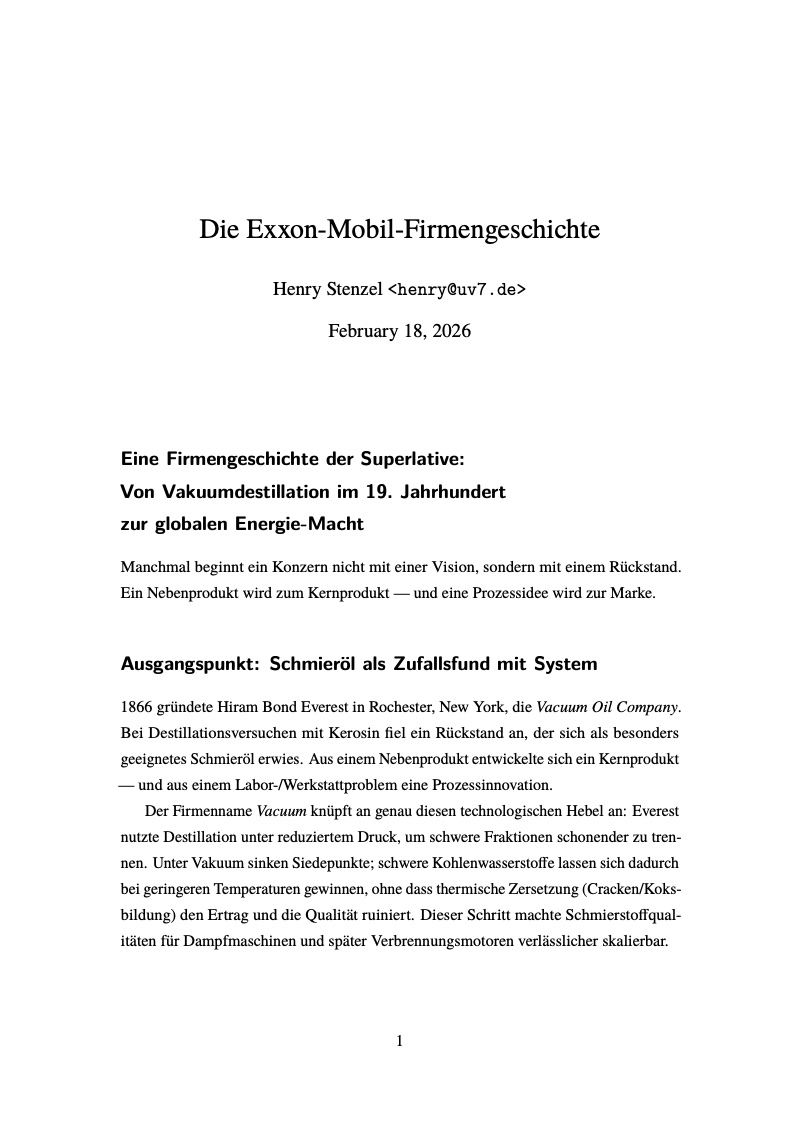 First page of Die Exxon-Mobil-Firmengeschichte