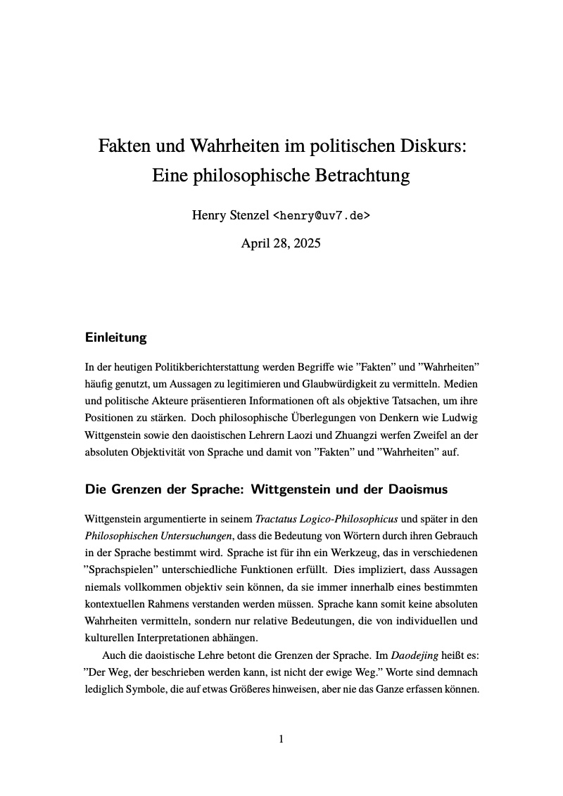 First page of Fakten und Wahrheiten