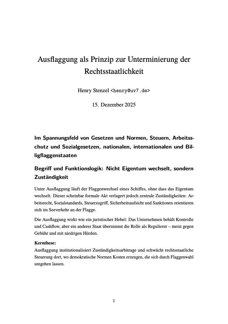 First page of Ausflaggung und Rechtsstaatlichkeit