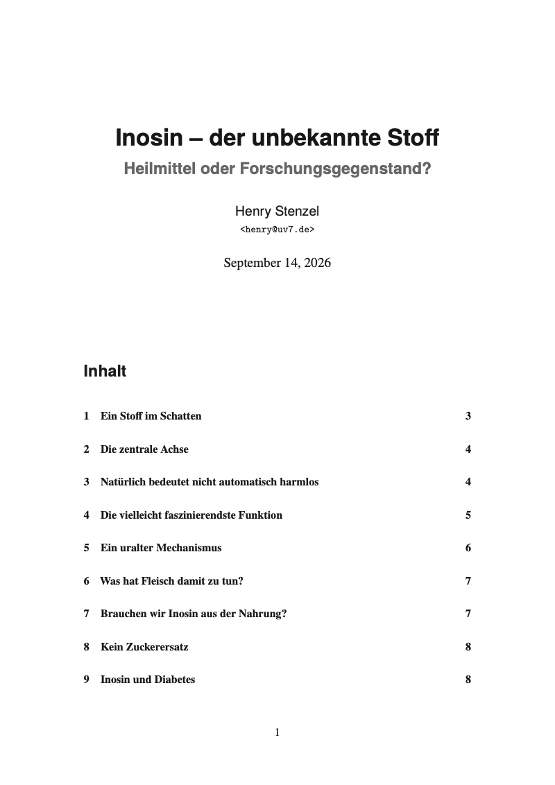 First page of Inosin — der unbekannte Stoff