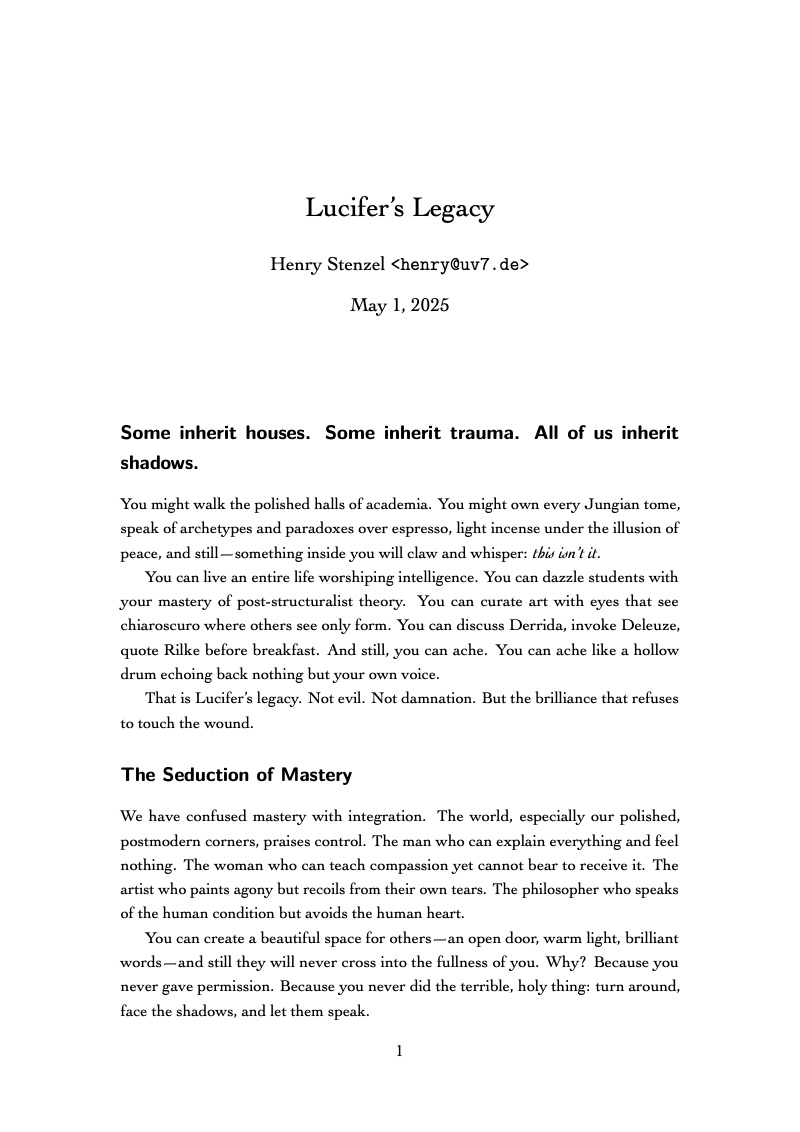 First page of Lucifer’s Legacy