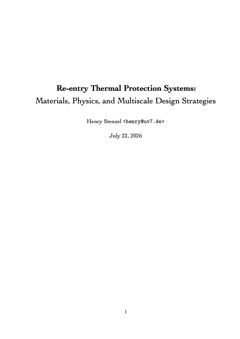 First page of Re-entry Thermal Protection Systems