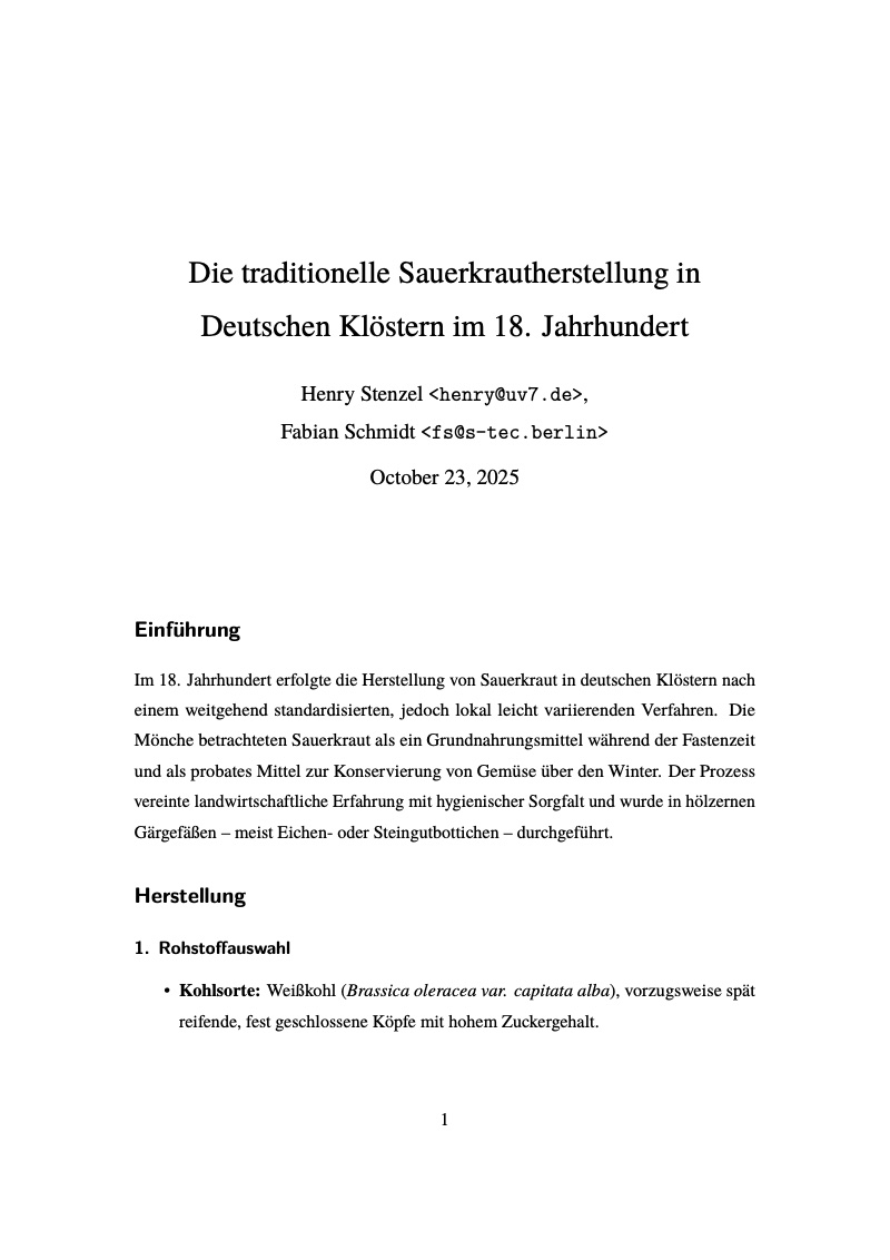 First page of Sauerkraut im Kloster