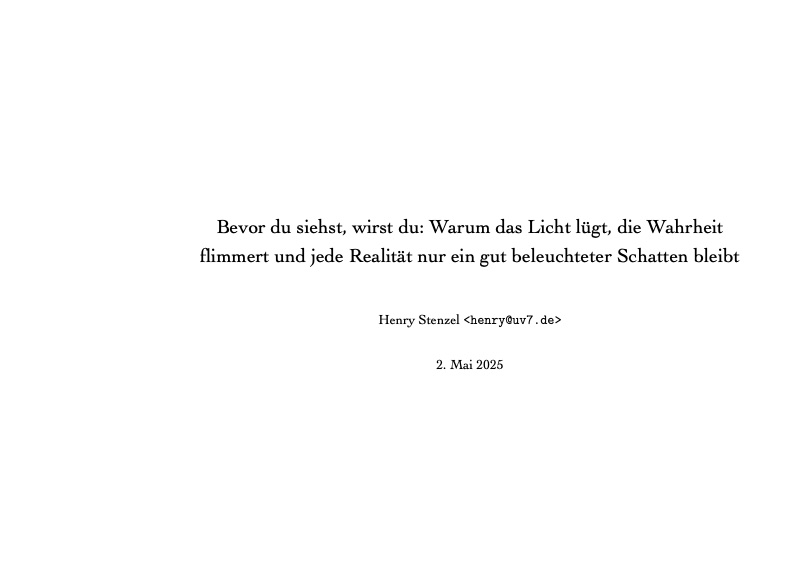 First page of Warum das Licht lügt